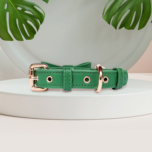 Forest Green Collar with Bow Tie
