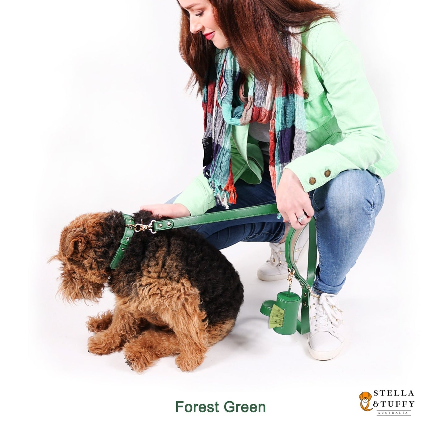 Designer Collar, Bow tie & Leash Set -Forest Green