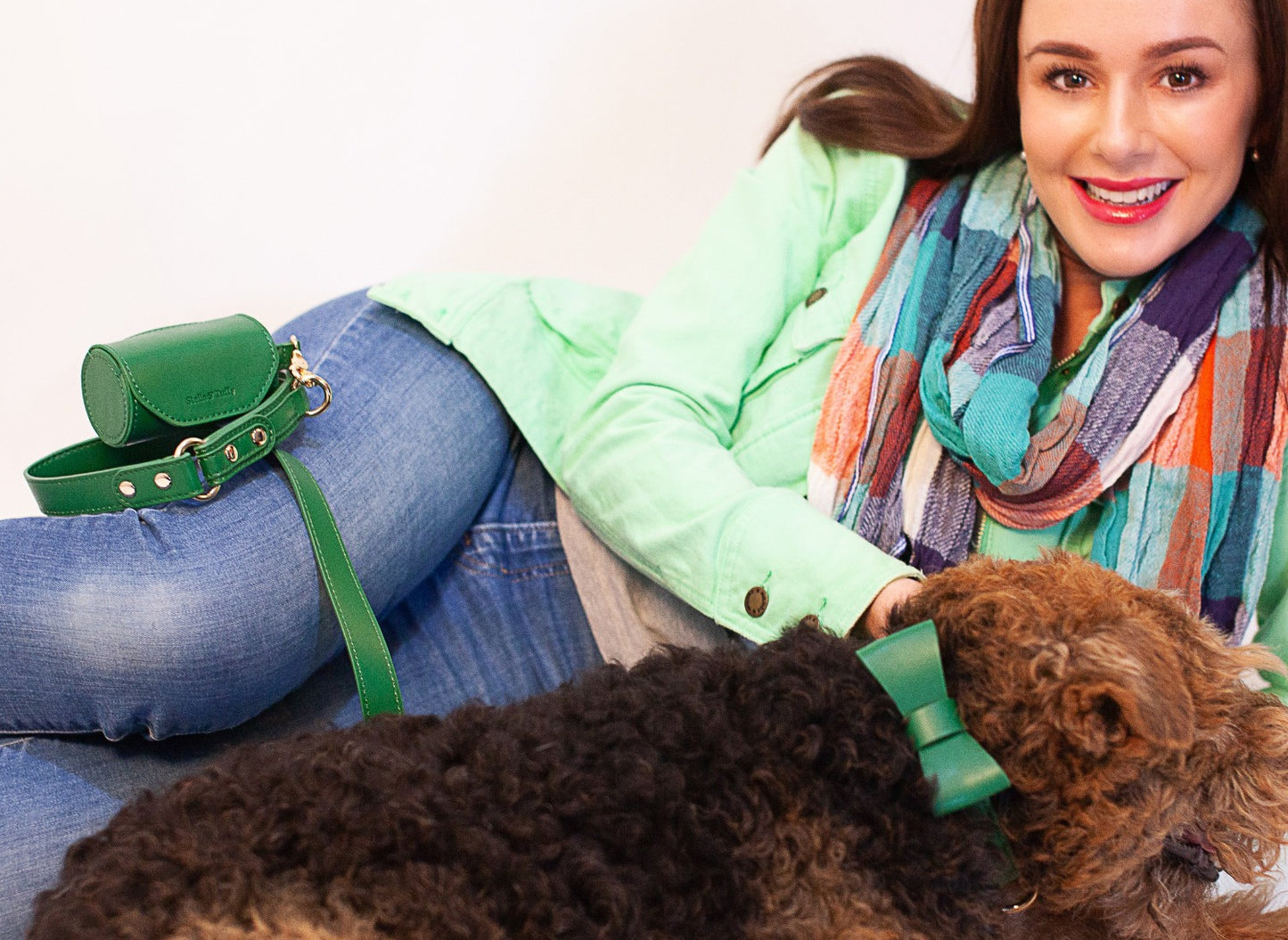 Designer Collar, Bow tie & Leash Set -Forest Green