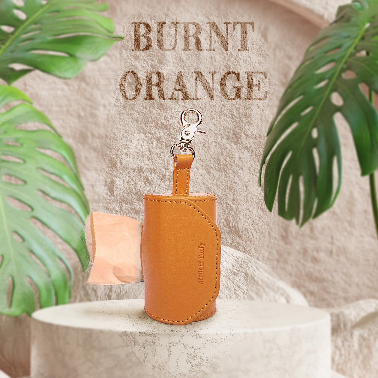 Designer Poop Bag Holder -Burnt Orange