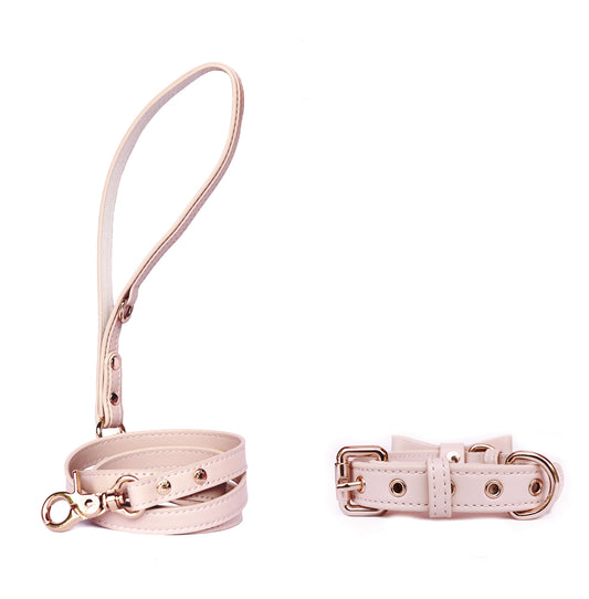Designer Collar, Bow tie & Leash Set -Pastel Pink