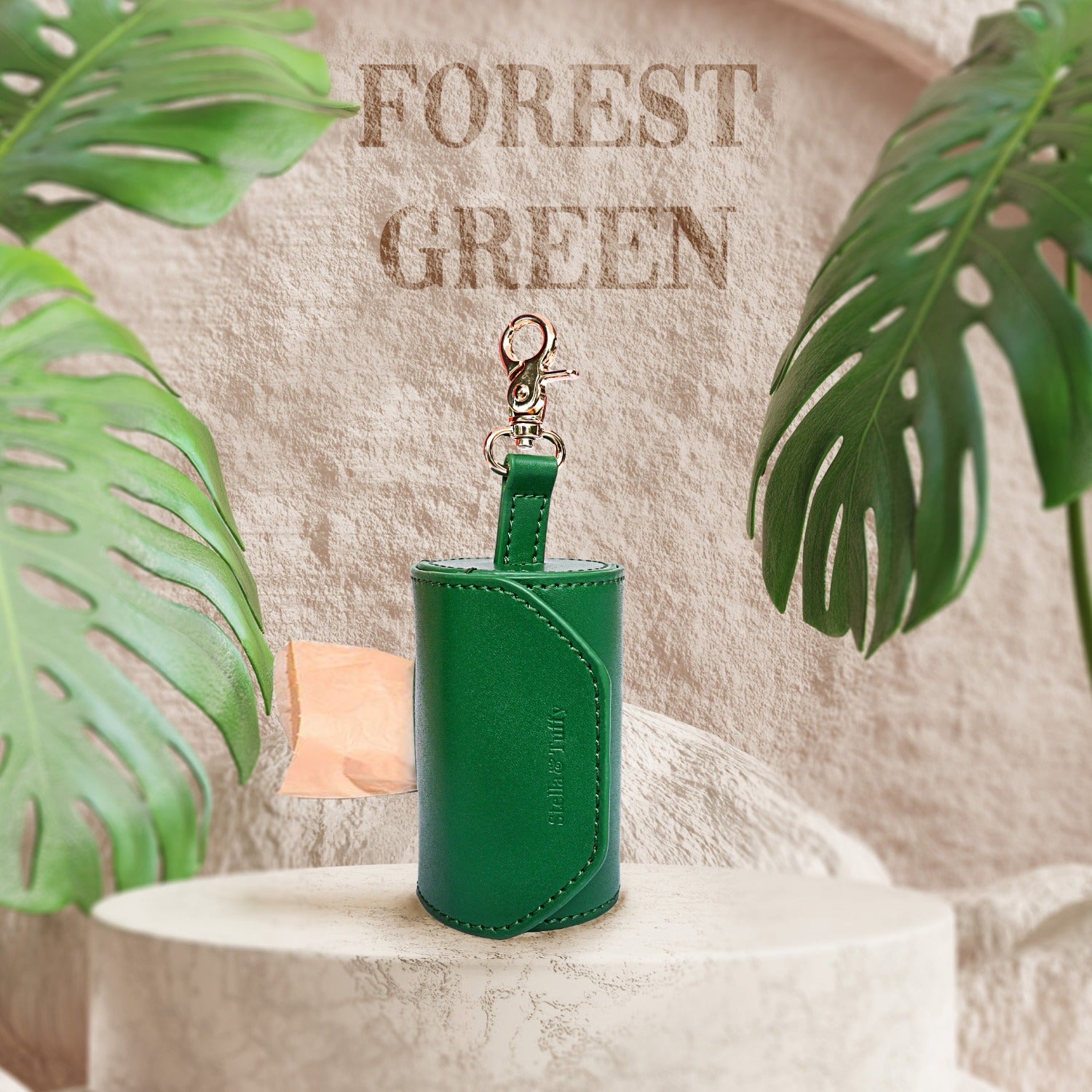 Designer Poop Bag Holder -Forest Green